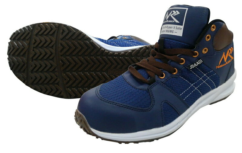 11/20(木)00:00〜最大2000円OFFクーポン配布中 ハイパーV＃906MG（ミドルガード） ハイカット安全スニーカー（ヒモ） ネイビー