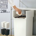 ごみ箱 2個セット 20L ダストボックス 幅22 黒 白 おしゃれ ごみ箱 ふた付き 袋 見えない ゴミ袋を隠すフタ付 ダストボックス 両扉 ごみ箱 キャスター 抗菌 日本製 ごみ箱 キッチン 台所 ホワイト 分別 ペダル式 ペール/通販 新生活(3)