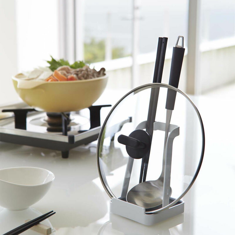 お玉&鍋フタスタンド お玉 置き ふた 置き 収納 スタンド キッチンを快適に 便利グッズ 山崎実業 タワーシリーズ TOWER タワー