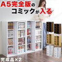 組み立て完成品【2台セット】スライド本棚 全段B6 幅60cm 2台セット コミック本棚 スライド式本棚 文庫本棚 DVDラック 漫画本棚 まんが マンガ本棚 シングルスライド本棚 奥深 A5サイズ B6サイズ 本収納 ナチュラルオーク ウォールナットブラウン 書棚