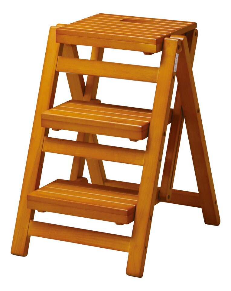 折り畳みステップチェア3段 折りたたみ 折り畳み 畳める 省スペース 折りたたみ式 コンパクト シンプル 椅子 チェアー いす イス チェア 木製 踏み台 ステップ台 [2]