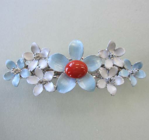 日本・高知産赤珊瑚 バレッタ 髪留め 『宝石サンゴ』 珊瑚婚 還暦 誕生日 御祝 厄除 御守 3月の誕生石 ギフト プレゼント 結婚35周年 珊瑚職人