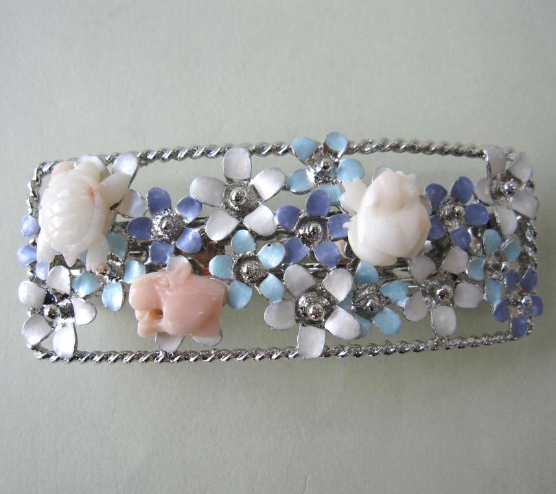 ミッド珊瑚 バレッタ 髪留め /カメ・ライオン・カエル /コーラル ヘアアクセサリー 『宝石サンゴ』 珊瑚婚 還暦 誕生日 御祝 厄除 御守 3月の誕生石 ギフ...