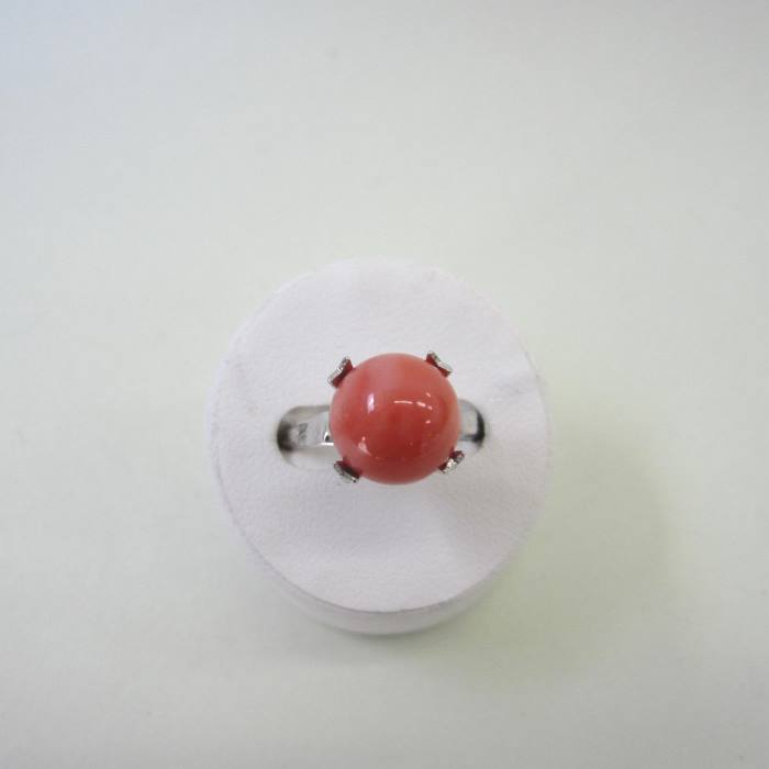 ピンク珊瑚のリング 指輪 (9.6ミリ) 8号 【サイズ直し不可】G.SILVER 『宝石サンゴ』 珊瑚婚 還暦 誕生日 御祝 厄除 御守 3月の誕生石 ギフト...