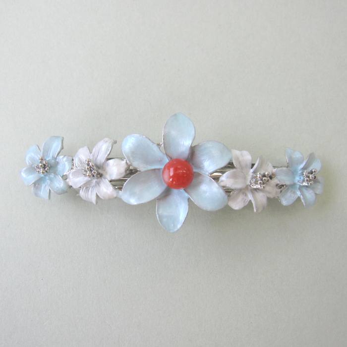 日本・高知産赤珊瑚 バレッタ 6.6ミリ玉 髪留め 『宝石サンゴ』 珊瑚婚 還暦 誕生日 御祝 厄除 御守 3月の誕生石 ギフト プレゼント 結婚35周年 珊瑚...