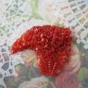 日本・高知産赤珊瑚の美しい花籠の彫りのブローチ兼ペンダント K18 ダイヤモンド0.03ct 「あか」『宝石サンゴ』 珊瑚婚 還暦 誕生日 御祝 厄除 御守 3...