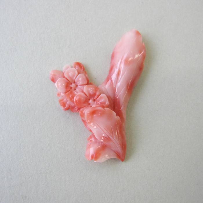 ピンク珊瑚桜草のブローチ洋銀アクセ...