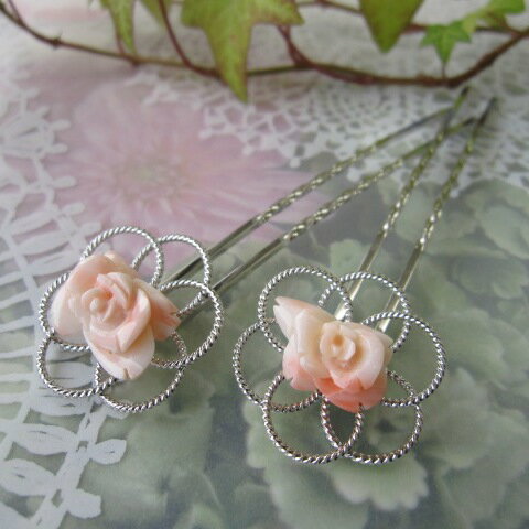 ピンク珊瑚 薔薇のかんざし 和服 ヘアアクセサリー 『宝石サンゴ』 珊瑚婚 還暦 誕生日 御祝 厄除 御守 3月の誕生石 ギフト プレゼント 結婚35周年 珊瑚...