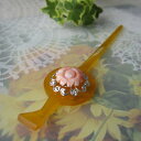 天然ピンク珊瑚 お花のかんざし べっ甲風 和服 『宝石サンゴ』 珊瑚婚 還暦 誕生日 御祝 厄除 御守 3月の誕生石 ギフト プレゼント 結婚35周年 珊瑚職人