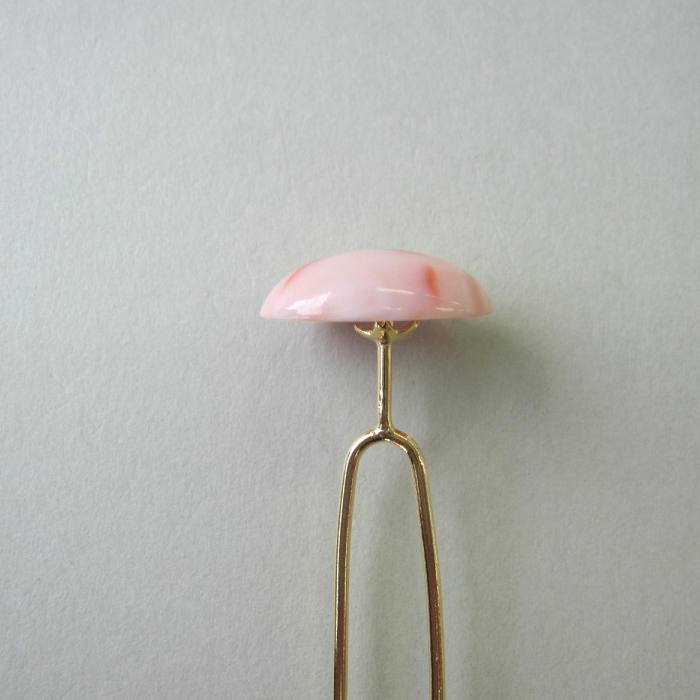 ピンク珊瑚 オーバル かんざし 簪 和小物 ヘアアクセサリー 『宝石サンゴ』 珊瑚婚 還暦 誕生日 御祝 厄除 御守 3月の誕生石 ギフト プレゼント 結婚35...