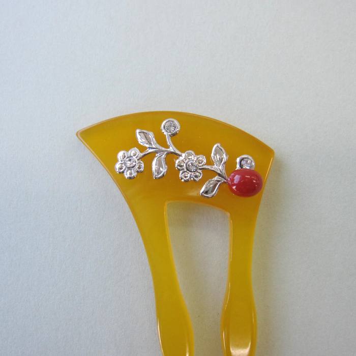 日本 高知産血赤珊瑚 かんざし べっ甲風 バチ型 和服 宝石サンゴ 珊瑚婚 還暦 誕生日 御祝 厄除 御守 3月の誕生石 ギフト プレゼント 結婚35周年 珊瑚...