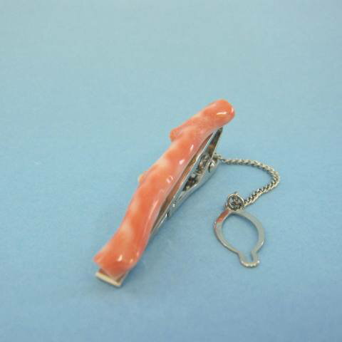 ピンク珊瑚 枝のタイピン タイバー メンズアイテム 『宝石サンゴ』 珊瑚婚 還暦 誕生日 御祝 厄除 御守 3月の誕生石 ギフト プレゼント 結婚35周年 珊瑚職人