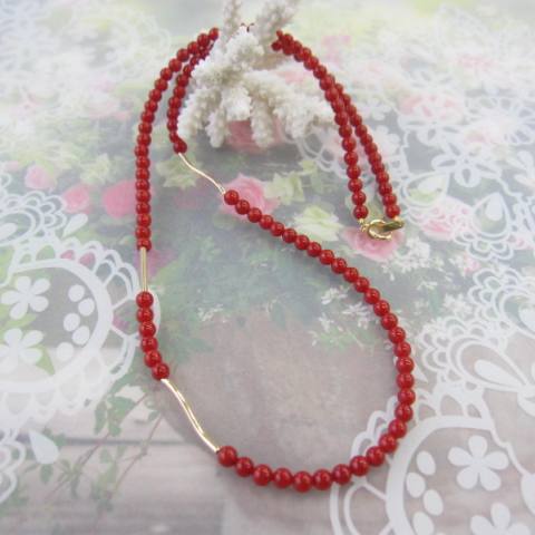 サルデーニャ　イタリア珊瑚　ネックレス サルデーニャ産 つぶつぶ天然赤珊瑚のネックレス 14kgf 送料無料