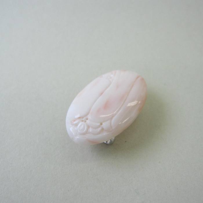 ピンク珊瑚 オーバル 帯留め G.SILVER 和服 着物 浴衣 和装小物 宝石サンゴ 珊瑚婚 還暦 誕生日 御祝 厄除 御守 3月の誕生石 ギフト プレゼント 結婚35周年 珊瑚職人 sangoya-10019496 珊瑚職人館ー土佐 サンプル画像2