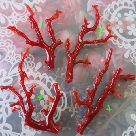 高知産血赤珊瑚の枝パーツ手作り/天然サンゴ・さんご