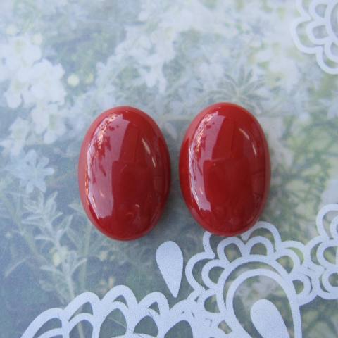 日本・高知産血赤珊瑚 オーバルペアルース (2個セット) パーツ 『宝石サンゴ』 珊瑚婚 還暦 誕生日 御祝 厄除 御守 3月の誕生石 ギフト プレゼント 結婚...