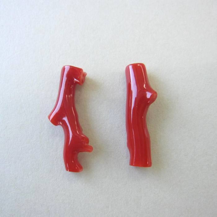 日本 高知産血赤珊瑚 枝パーツ (1個) 手作り 『宝石サンゴ』 珊瑚婚 還暦 誕生日 御祝 厄除 御守 3月の誕生石 ギフト プレゼント 結婚35周年 珊瑚職...