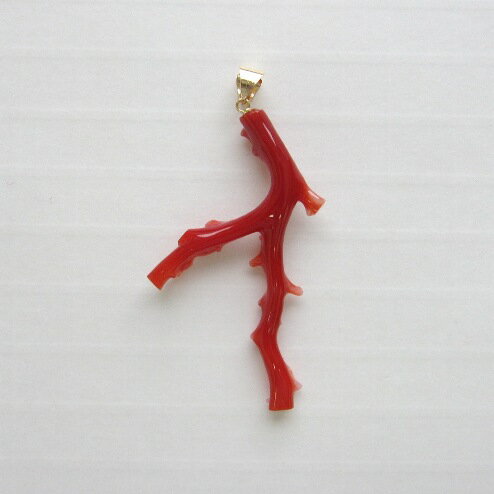 日本・高知産赤珊瑚 枝ペンダントップ K18 『宝石サンゴ』 珊瑚婚 還暦 誕生日 御祝 厄除 御守 3月の誕生石 ギフト プレゼント 結婚35周年 珊瑚職人