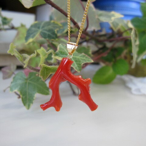 日本・高知産赤珊瑚 枝ペンダントトップ K18 『宝石サンゴ』 珊瑚婚 還暦 誕生日 御祝 厄除 御守 3月の誕生石 ギフト プレゼント 結婚35周年 珊瑚職人