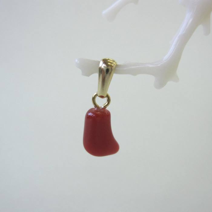 日本 高知産赤珊瑚 プチペンダントトップ 真鍮 『宝石サンゴ』 珊瑚婚 還暦 誕生日 御祝 厄除 御守 3月の誕生石 ギフト プレゼント 結婚35周年 珊瑚職人