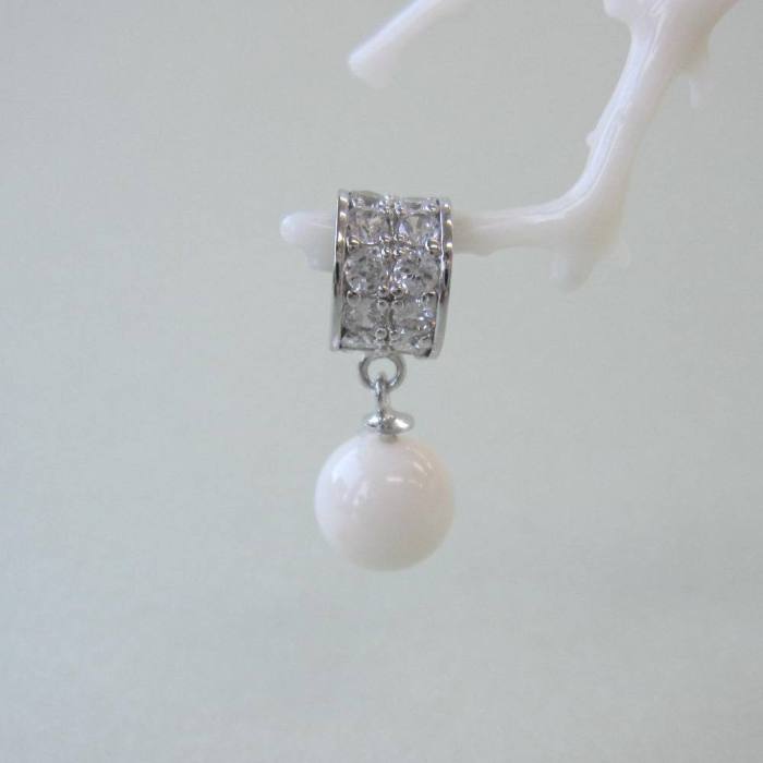 白珊瑚 丸玉 デザインペンダントトップ （8.1ミリ） SILVER キュービックジルコニア 宝石サンゴ 珊瑚婚 還暦 誕生日 御祝 厄除 御守 3月の誕生石 ギフト プレゼント 結婚35周年 珊瑚職人