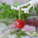 日本・高知産赤珊瑚 丸玉ペンダントトップ (10.5ミリ) K18 ダイヤモンド0.02ct 『宝石サンゴ』 珊瑚婚 還暦 誕生日 御祝 厄除 御守 3月の誕生...