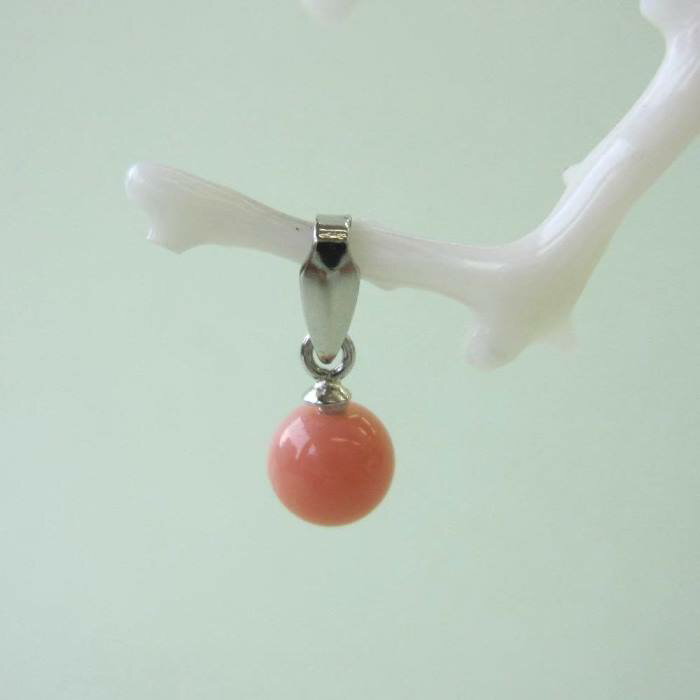 ピンク珊瑚 丸玉 ペンダントトップ (5.2ミリ) Pt900 『宝石サンゴ』 珊瑚婚 還暦 誕生日 御祝 厄除 御守 3月の誕生石 ギフト プレゼント 結婚3...