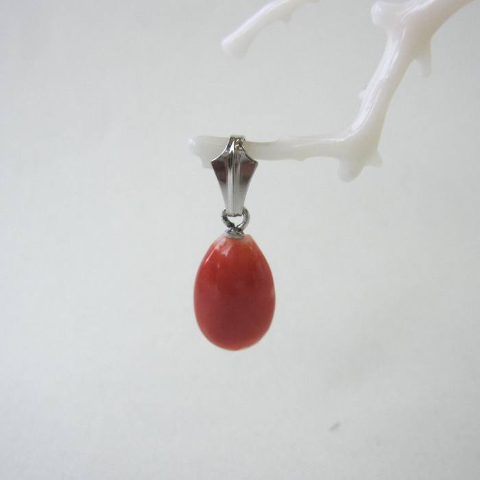 日本 高知産赤珊瑚 ペンダントトップ 真鍮 宝石サンゴ 珊瑚婚 還暦 誕生日 御祝 厄除 御守 3月の誕生石 ギフト プレゼント 結婚35周年 珊瑚職人