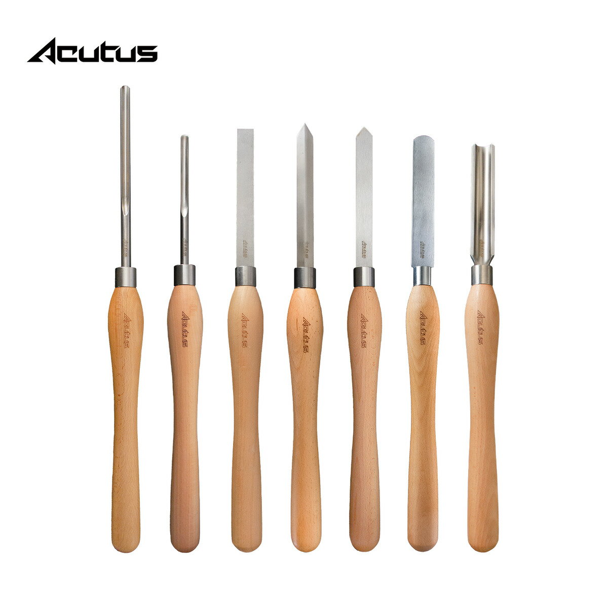 【ACUTUS】7本刃物セット 木製ハンドル　ハイス鋼 HSS 旋盤用刃物 木工バイト ウッドターニング woodturning 挽物 木工 旋盤