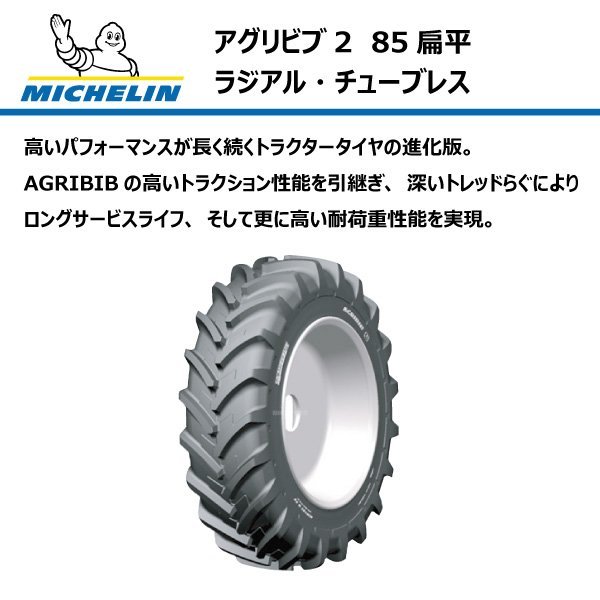 【要在庫確認】320/85R34 133A8/133B チューブレス 85扁平 AGRIBIB2 ラジアル 互換サイズ 12.4R34 124R34 ミシュラン アグリビブ2 トラクター タイヤ TL MICHELIN 個人宅配送NG（※沖縄・離島は発送不可） 2