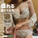 【期間限定:限定 :10%クーポン配布中!】ブラジャー ショーツセット 下着 上下セット 谷間メイク 補正ブラジャー 脇高 脇肉 ブラショーツセット レースブラ...