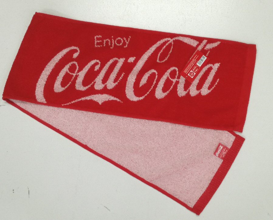 コカ・コーラ タオルマフラー 20×110cm コカコーラ グッズ マフラータオル ジャガード織り レッド 赤 コットン 綿100%