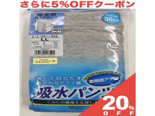 【20%OFF★6/11まで】日本製 軽失禁 吸収パンツ ブリーフ タイプ 男性 紳士 メンズ グレー LL サイズ 薄い 目立たない ドライ感 尿漏れパンツ 失禁パンツ ちょい漏れ 尿漏れ対策 旅行 外出時 スポーツ レジャー