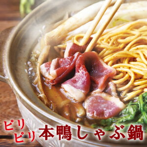 ピリピリ本鴨しゃぶ鍋2人前 唐辛子ラーメン付き 鴨鍋 鴨鍋セット 鴨肉 送料無料 北海道・沖縄を除く 