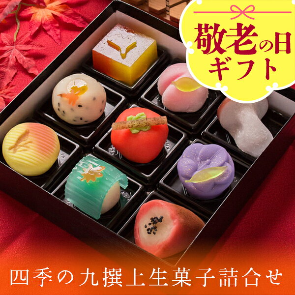 敬老の日 早割 ギフト プレゼント 和菓子 お菓子 スイーツ 60代 70代 80代 90代『秋季限定 四季の九撰 上生菓子詰め合わせ（風呂敷包み） 高級 お取り寄せ 送料無料（北海道・沖縄を除く）』 風味絶佳.山陰