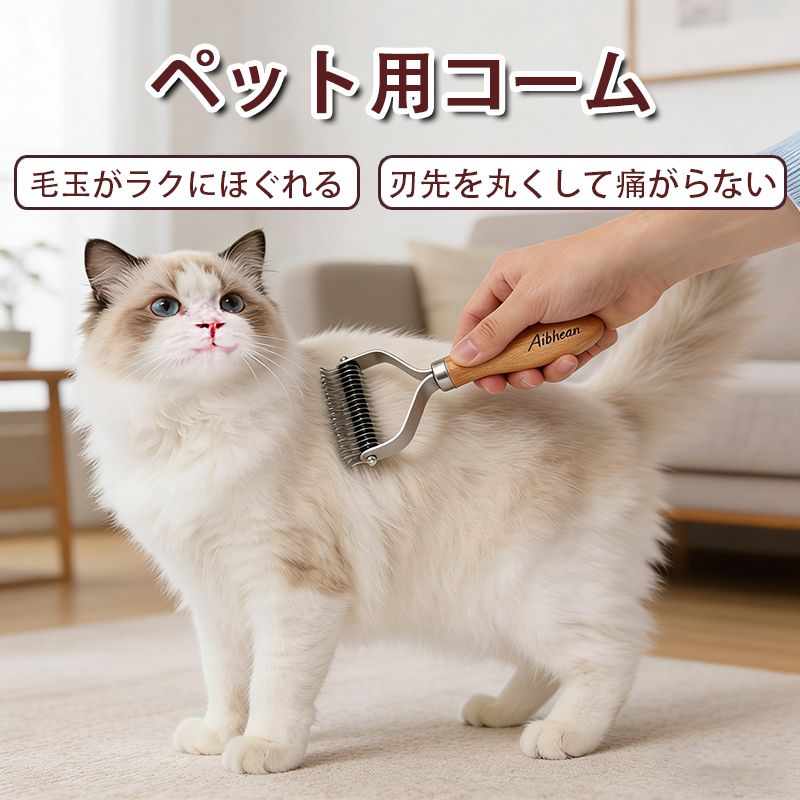 ペットコーム ペットブラシ 痛くない ペット コーム 犬 猫 毛玉取り 毛玉ほぐし 抜け毛取りブラシ 抜け毛 長毛 短毛