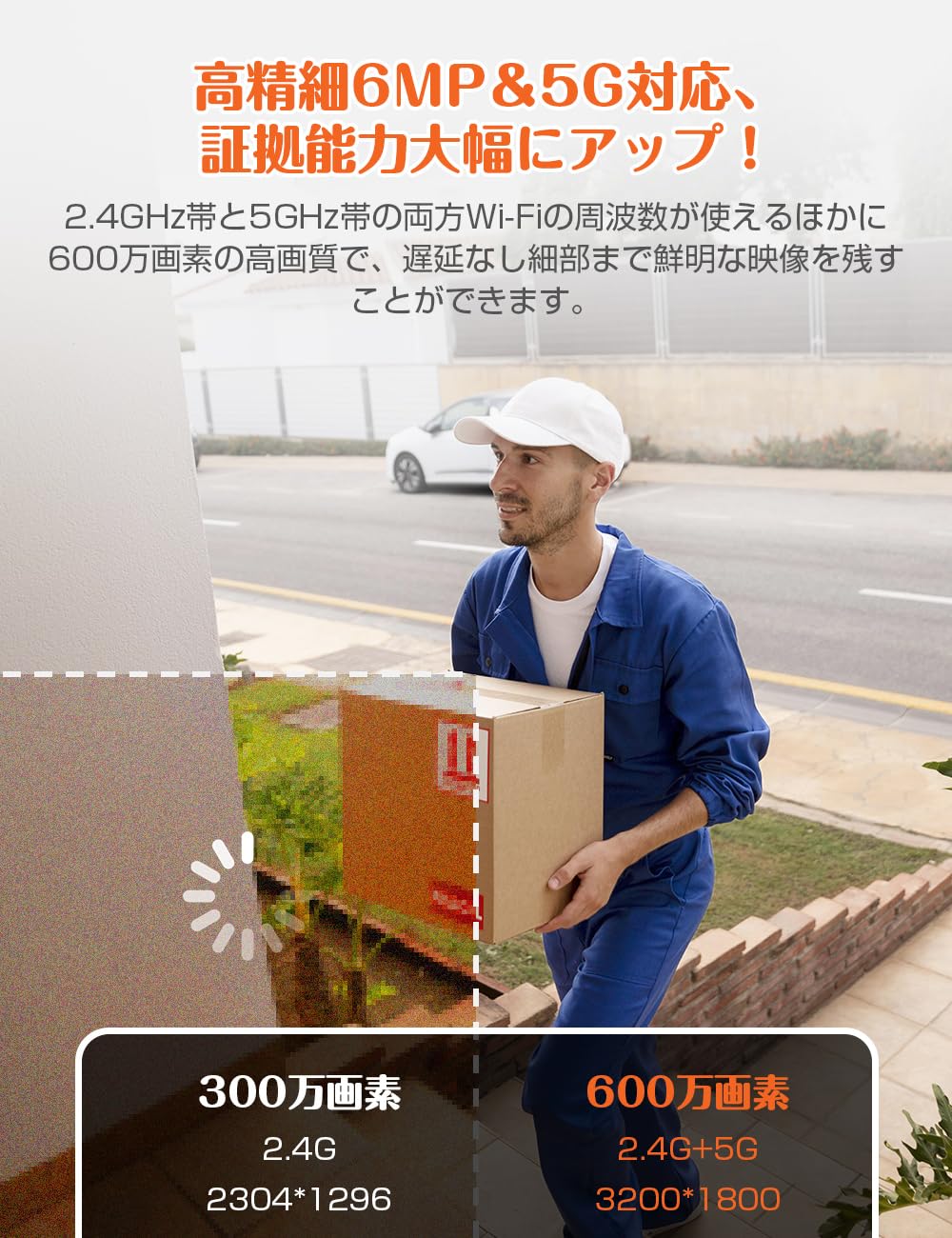 防犯カメラ 屋外 無線 360°全方位監視 左右355°上下120°首振り AI人物検知 人感発光 夜間カラー 監視カメラ 録画 sanjo0412-10001593 SanJoShop 楽天市場店 サンプル画像3