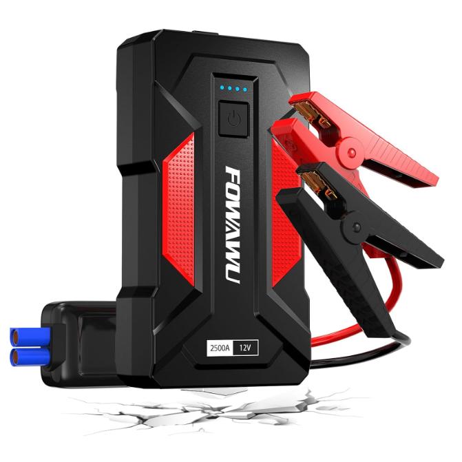 FOWAWU 2500A 22800mAh カージャンプスターター、防水ジャンプスターターバッテリーパック（8.5L ガソ..