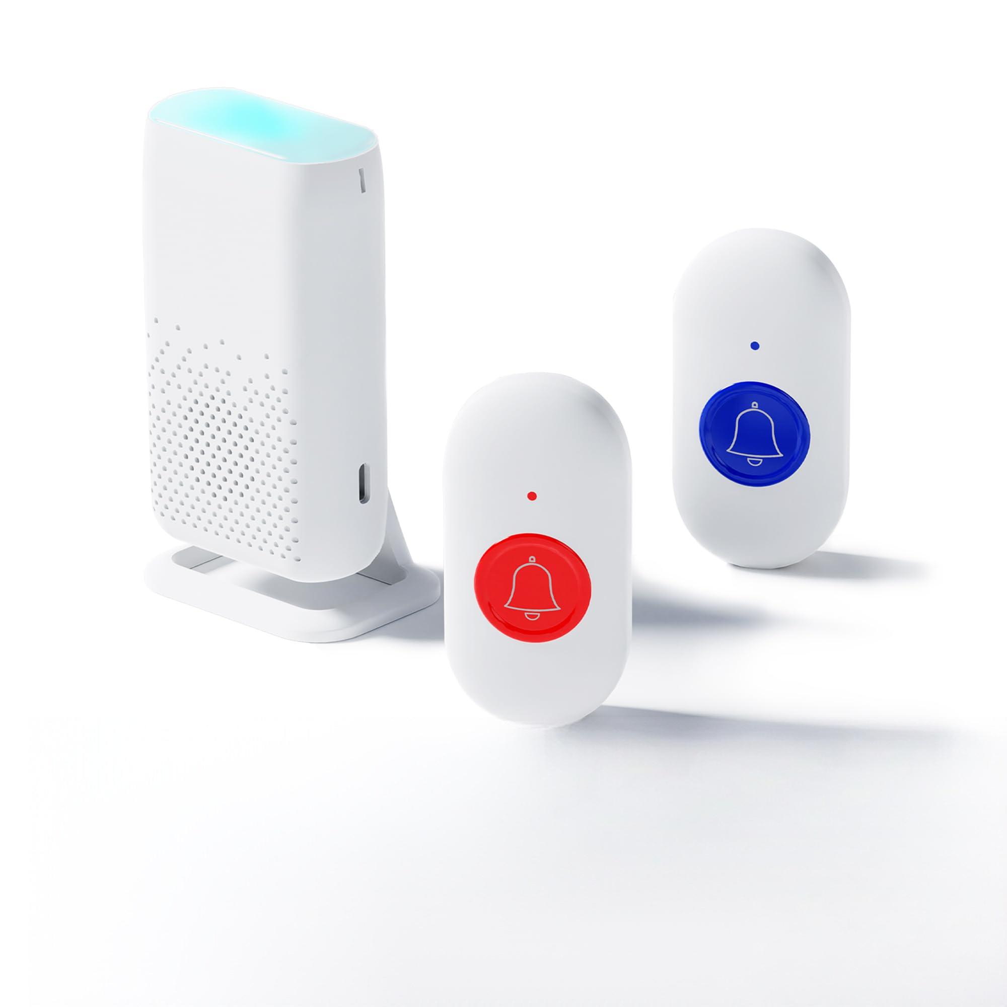 ワイヤレスチャイム 充電式 介護用呼び出しベル SOS緊急コールセット ナースコール 送信機2個付き 介護ベル ポケットベル 無線 警報 呼び鈴 防犯ブザー 介護 看護 お年寄り 高齢者 妊婦 患者 省電 工事不要
