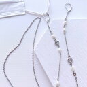 メガネチェーン メガネネックレス メガネホルダー メガネアクセサリー マスクネックレス マスク マスクチェーン マスクネックレス ネックレス ハンドメイド 手作り オリジナル 金属アレルギー アレルギー対応 クローバー 淡水パール キラキラ シルバー