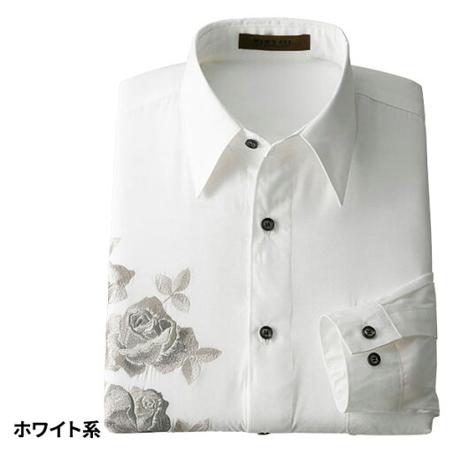 彩香 メンズアイル バラ刺繍柄シャツ 82002 1枚