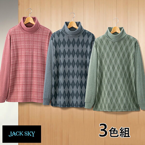 彩香 ジャックスカイ 柄違いタートルネックシャツ 3色組 AS-0370 1セット（3枚：3色×各1枚）