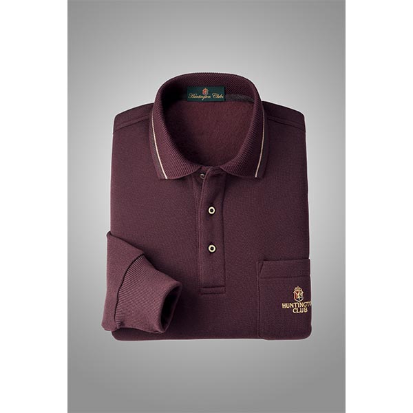 ハワード ハンティントン・クラブ 裏起毛鹿の子長袖ポロシャツ 3色組 317-62445 1セット（3枚：3色×各1枚）