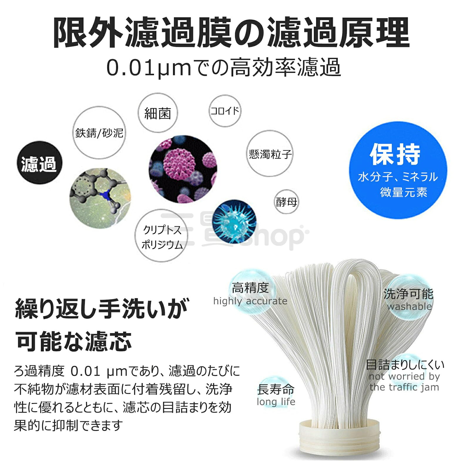 井戸用浄水器 家庭用・商業用 逆浸透膜浄水器 0.01μm 高精度水ろ過装置 304ステン...