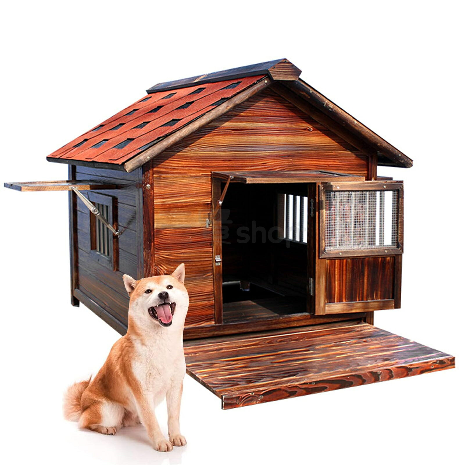 犬小屋 屋外用 大型犬 木製 犬舎 中型犬 超大型犬 屋根 ドア付き 大型屋外犬小屋 犬用ハウス 通気性 暖かい 全天候型 日焼け対策 防風 雨除け 耐炭酸化と腐敗 安定性と耐久性 組立簡単 水洗い