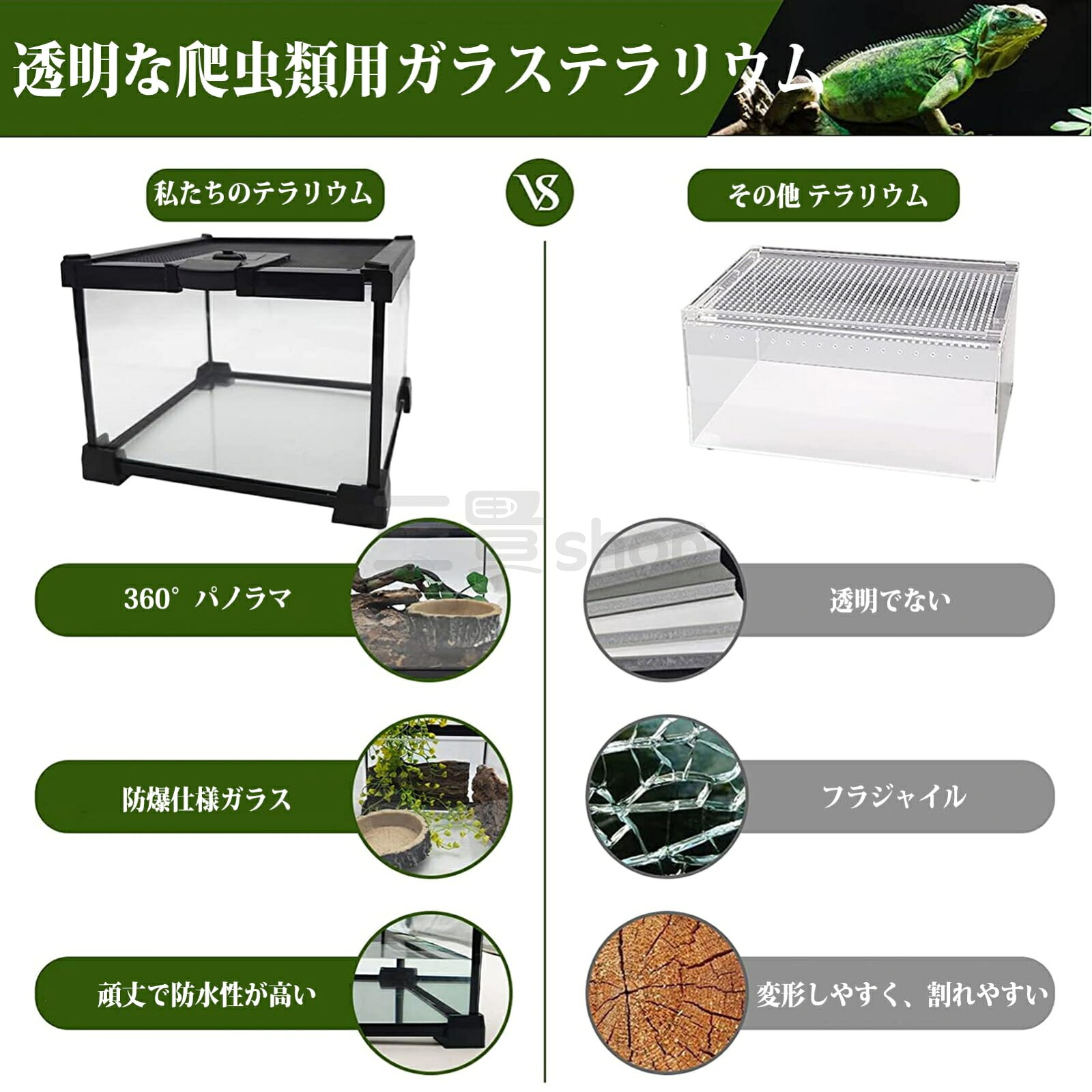 三賢shopの爬虫類 ケージ 飼育ケージ 両生類 トカゲ ケージ 爬虫類 飼育ケース 温度湿度計付き 爬虫類テラリウムタンク 昆虫飼育ケース 透明 通気ケージ 給餌箱 飼育容器アクリル 換気が良い 給餌ケージ ボックス 亀 トカゲ ヤモリ 蜘蛛｜アングル2