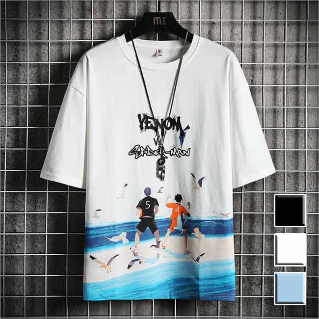 Rakuten - 【トップス・Tシャツ】半袖Tシャツ プリント 夏物 カジュアル 英文字 柄物