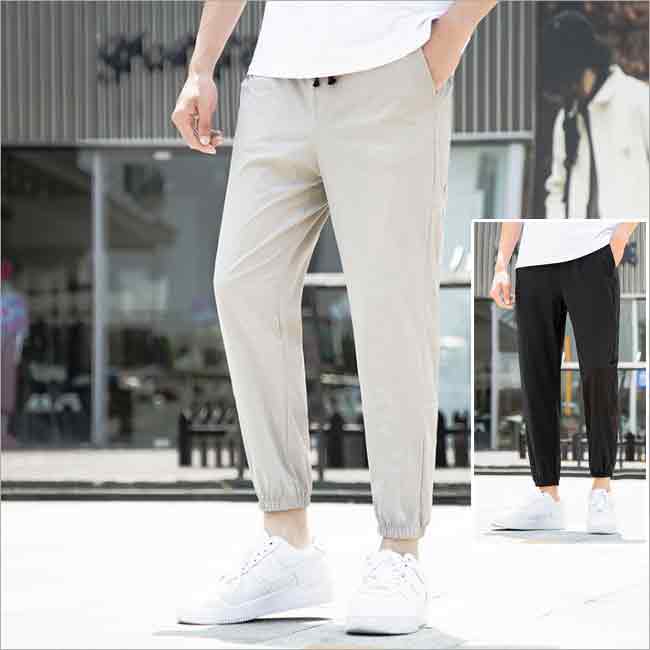 【ズボン・パンツ】ジョガーパンツ メンズ 九分丈パンツ イージーパンツ 無地 ウエストゴム カジュアル..