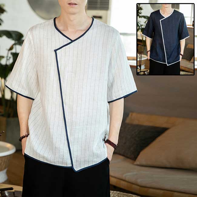 Rakuten - 【綿麻リネン・シャツ】夏物 半袖 リネンTシャツ カジュアルシャツ 綿麻ファッション