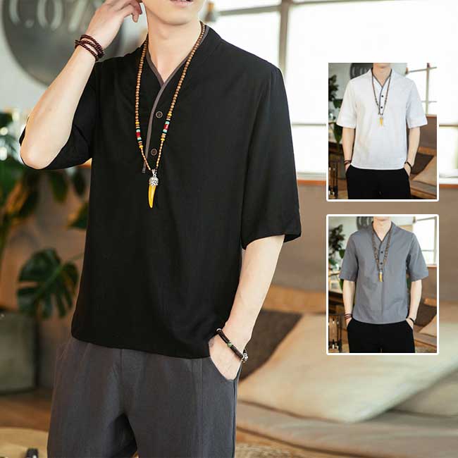 Rakuten - 【綿麻リネン・シャツ】夏物 半袖 リネンTシャツ カジュアルシャツ 綿麻ファッション